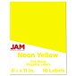 JAM Paper Shipping Labels, 8 1/2" x 11", Neon Yellow, 1 Label/Sheet, 10 Labels/Pack (337628611)