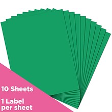 JAM Paper Shipping Labels, 8 1/2 x 11, Green, 1 Label/Sheet, 10 Sheets/Pack (337628607)