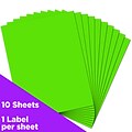 JAM Paper® Shipping Labels, Full Page, 8 1/2 x 11 Sticker Paper, Neon Green, 10/Pack (337628609)