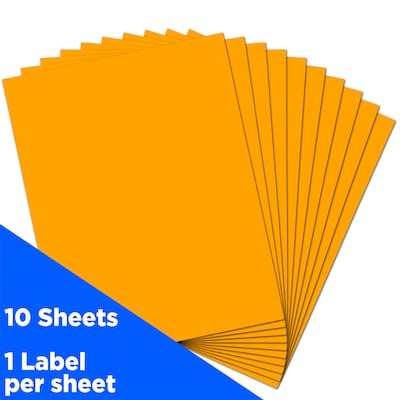 JAM Paper Shipping Labels, 8 1/2 x 11, Neon Orange, 1 Label/Sheet, 10 Labels/Pack (337628613)