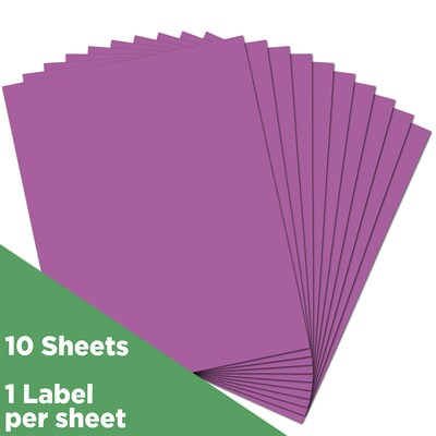 JAM Paper® Shipping Labels, 8 1/2" x 11", Violet Purple, 1 Label/Sheet, 10 Sheets/Pack (337628762)