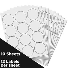 JAM Paper Circle Round Label Sticker Seals, 2.5 Dia., White, 120/Pack (2147615066)
