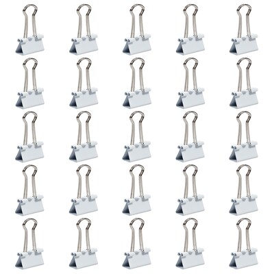 JAM Paper® Colorful Binder Clips, Small, 3/4 Inch (19mm), White Binderclips, 25/Pack (334BCWH)