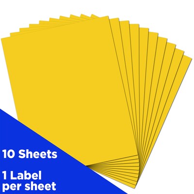 JAM Paper Shipping Labels, 8 1/2 x 11, Yellow, 1 Label/Sheet, 10 Labels/Pack (337628610)