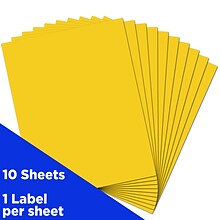 JAM Paper Shipping Labels, 8 1/2 x 11, Yellow, 1 Label/Sheet, 10 Labels/Pack (337628610)