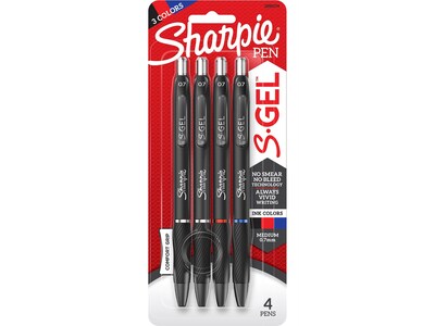 Sharpie S-Gel Retractable Gel Pen, Medium Point, Assorted Ink, 4/Pack (2096174)