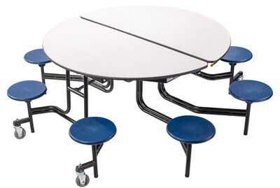 NPS® 60 Round Mobile Table w/ 8 Stools; Grey/Blue