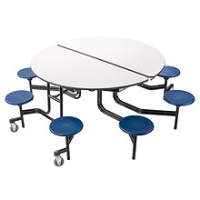 NPS® 60 Round Mobile Table w/ 8 Stools; Grey/Blue