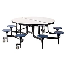 NPS® 60 Round Mobile Table w/ 8 Stools; Grey/Blue