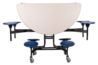 NPS® 60" Round Mobile Table w/ 8 Stools; Grey/Blue