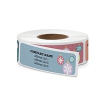 Rolled Address Label, 2 1/2 x 3/4 Rectangle, White Gloss, Full Color, Assorted Designs, 250 Labels