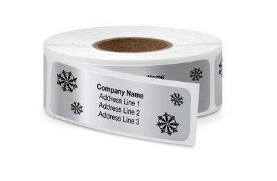 Rolled Address Label, 2 1/2 x 3/4 Rectangle, Silver, Black Ink, 250 Labels, 1/Roll