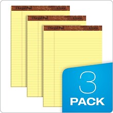 TOPS The Legal Pad Writing Pads, 8.5 x 11.75, Wide Ruled, Canary, 50 Sheets/Pad, 3 Pads/Pack (7532