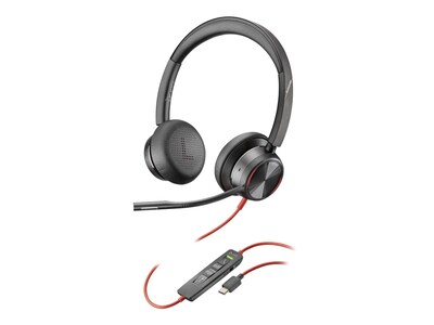 Poly Blackwire 8225 Wired Noise Canceling Stereo On Ear Phone & Computer Headset, USB-C, Black (2144