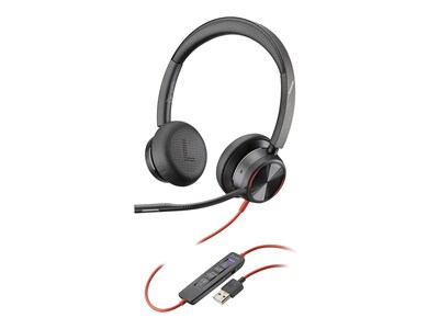 Poly Blackwire 8225 Wired Noise Canceling Stereo On Ear Phone & Computer Headset, Black  (214408-01