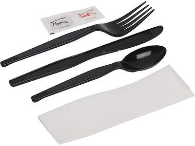 Dixie Individually Wrapped Polystyrene Cutlery Set, Heavy-Weight, Black, 250/Carton (CH56NSPC7)