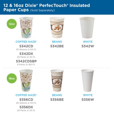 Dixie PerfecTouch Insulated Paper Hot Cups, 16 oz., Coffee Haze, 1000/Carton (5356CD)