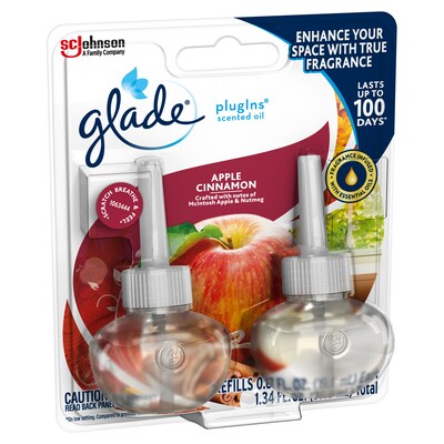 Glade Plugins Scented Oil, Apple Cinnamon, 2/Pack (315104)