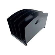 Huron Vertical 4-Compartment Steel File Organizer, Black (HASZ0169)