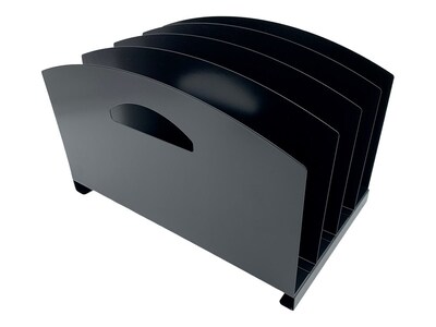Huron Vertical 4-Compartment Steel File Organizer, Black (HASZ0169)