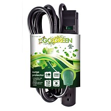 GoGreen Power 12 Surge Protector, 6 Outlet, Black (GG-16103M-12BK)