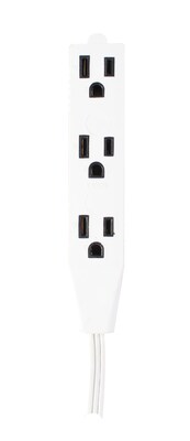 GoGreen Power 8' Extension Cord, 3-Outlet, 16 AWG, White (GG-19608)