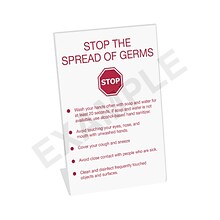 Custom Plastic Engraved Table Pedestal Sign, Stop the Spread, 8 x 6