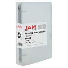 JAM Paper 1 3-Ring Mini Binders, Clear (370531985)