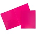 JAM Paper Heavy Duty Plastic Two-Pocket School Folders, Fuchsia Pink, 6/Pack (946172D)