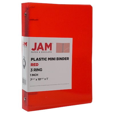 JAM Paper Plastic Mini 1 3-Ring Binders, Red, 24/Pack (751TM1REA)