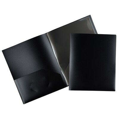 JAM Paper 6-Pocket Heavy Duty Plastic Folders, Black, 2/Pack (389MP6bl)