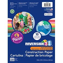 Pacon Riverside 3D 9 x 12 Construction Paper, Assorted Colors, 220 Sheets/Ream (PAC103645)