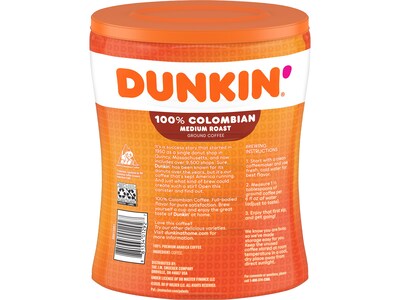 Dunkin Colombian Ground Coffee, Medium Roast, 27.05 oz. (8133401292)