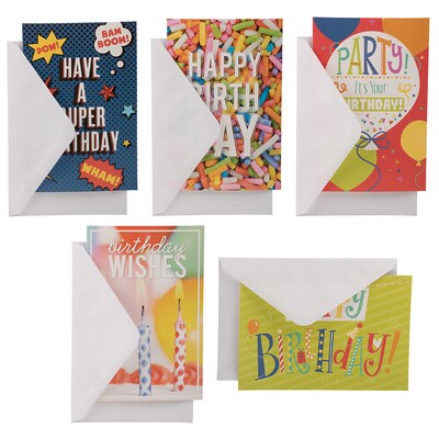 JAM PAPER Assorted Birthday Cards & Matchings Envelope Set, 4 x 6, Happy Birthday, 10 Cards/Pack (95