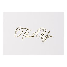 JAM PAPER Thank You Card Sets, White Care with Gold Script & Kraft Envelopes, 25 Cards and Envelopes