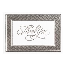 JAM Paper® Thank You Card Sets, Silver Border Cards with Anthracite Stardream Envelopes, 25 Cards an