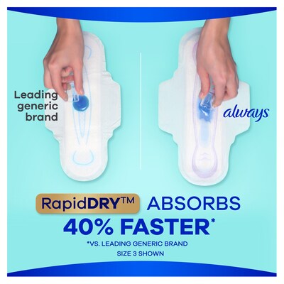 Always Ultra Thin Size 1 Regular Pads With Wings, Unscented, 10/Pack (34966)