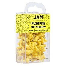 JAM Paper Push Pins, Yellow, 100/Pack (2242959)