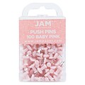 JAM Paper Pushpins, Baby Pink, 100/Pack (222419048)