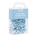JAM Paper Pushpins, Baby Blue, 100/Pack (222419047)