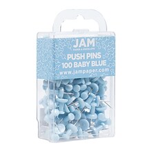 JAM Paper Pushpins, Baby Blue, 100/Pack (222419047)