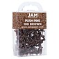 JAM Paper Push Pins, Chocolate Brown, 100/Pack (222419049)