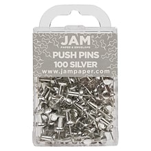 JAM Paper Pushpins, Silver, 100/Pack (222419054)