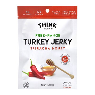 Think Jerky Sriracha Honey Turkey Jerky, 1 oz., 12/Pack (220-00983)