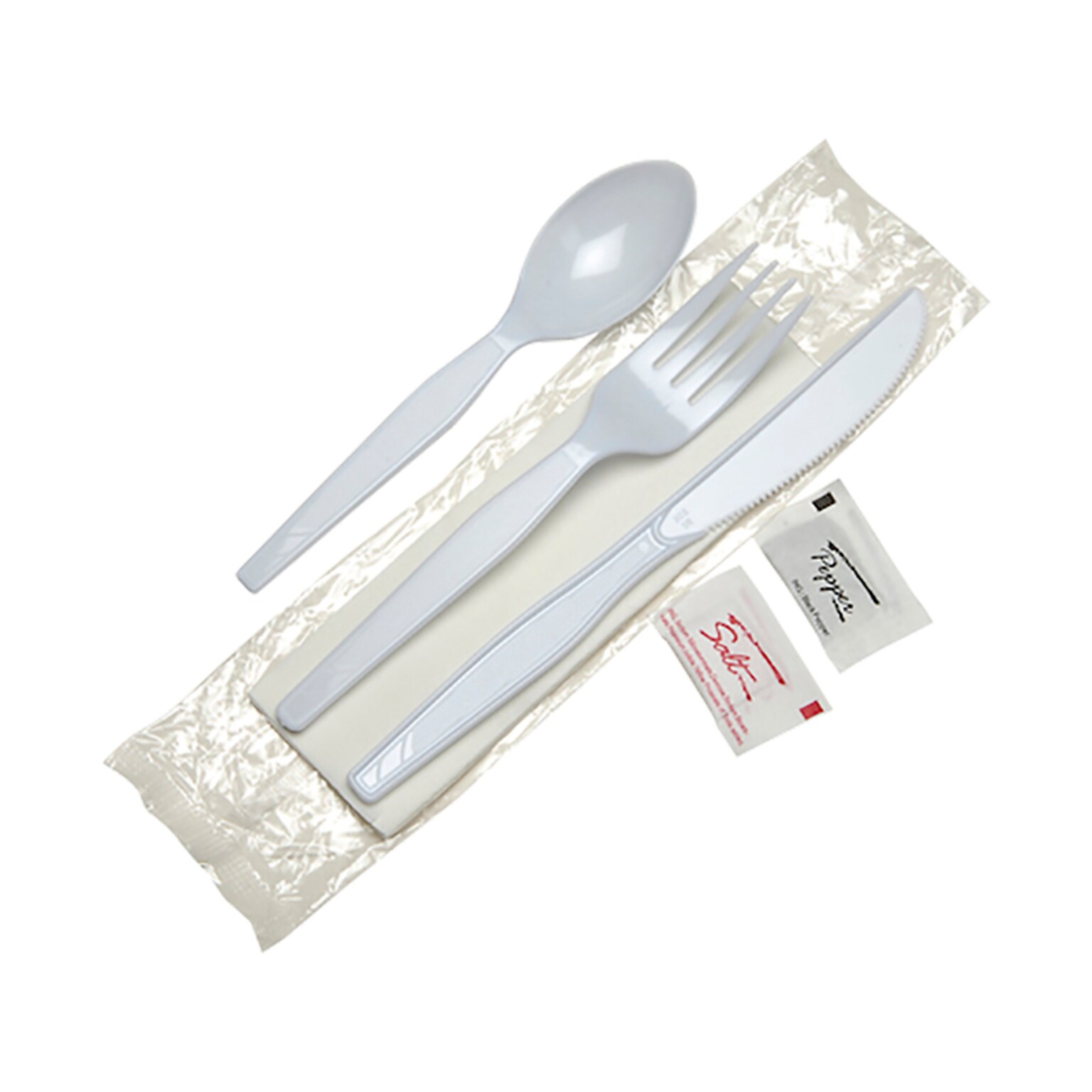 Dixie Individually Wrapped Polystyrene Cutlery Set, Medium-Weight, White, 250/Carton (CM26NSPC7)