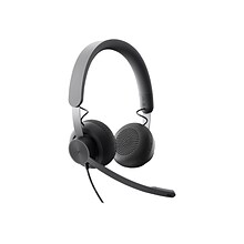 Logitech Zone Wired Noise Cancelling Stereo Computer Headset, Over-the-Head, Graphite (981-000871)