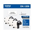 Brother DK-1209 Small Address Paper Labels, 2-4/10 x 1-1/10, Black on White, 800 Labels/Roll, 3 Ro
