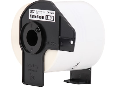 Brother DK-1234 Adhesive Name Badge Paper Labels, 3-4/10" x 2-3/10", Black on White, 260 Labels/Roll, 3 Rolls/Box (DK-12343PK)