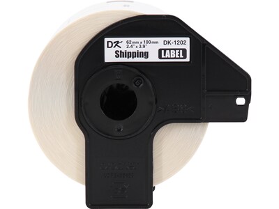 Brother DK-1202 Shipping Paper Labels, 3-9/10" x 2-4/10", Black on White, 300 Labels/Roll, 24 Rolls/Pack (DK-120224PK)