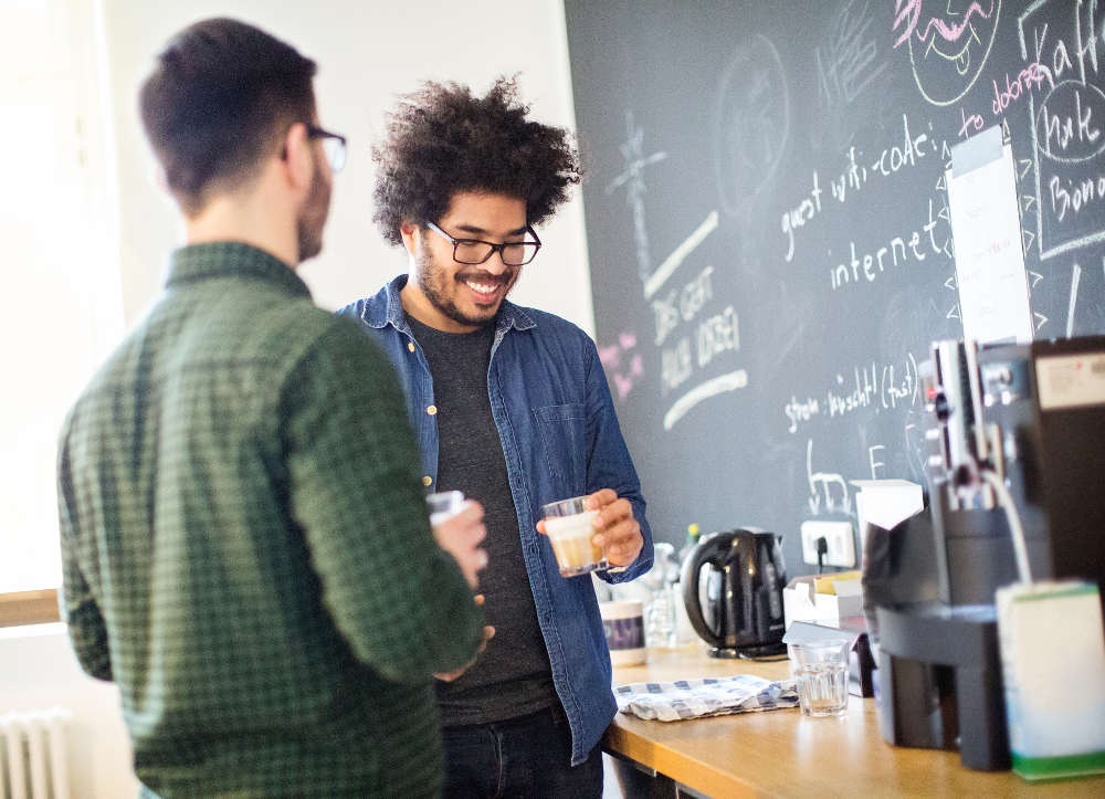 Young professionals enjoying a coffee break